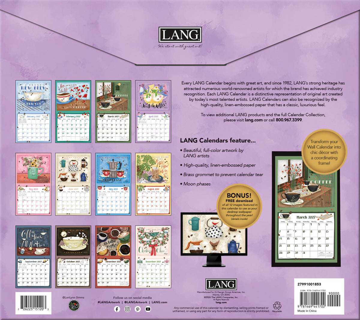 Lang 2027 Calendar - Coffee