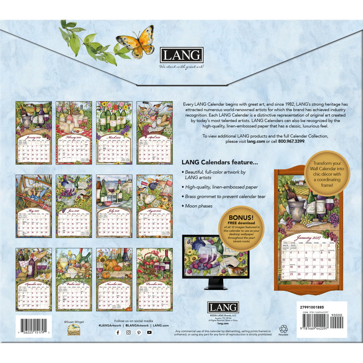 Lang 2027 Calendar - Wine Country
