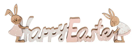 Happy Easter Sign with Bunnies