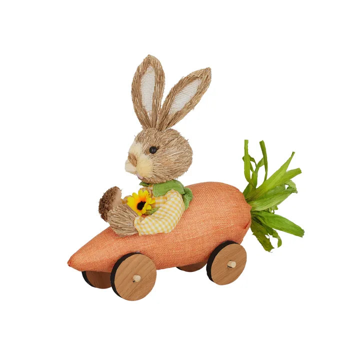 Straw Bunny in Carrot Car