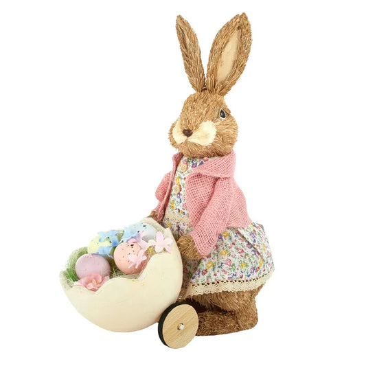 Poppy Straw Bunny with Cart