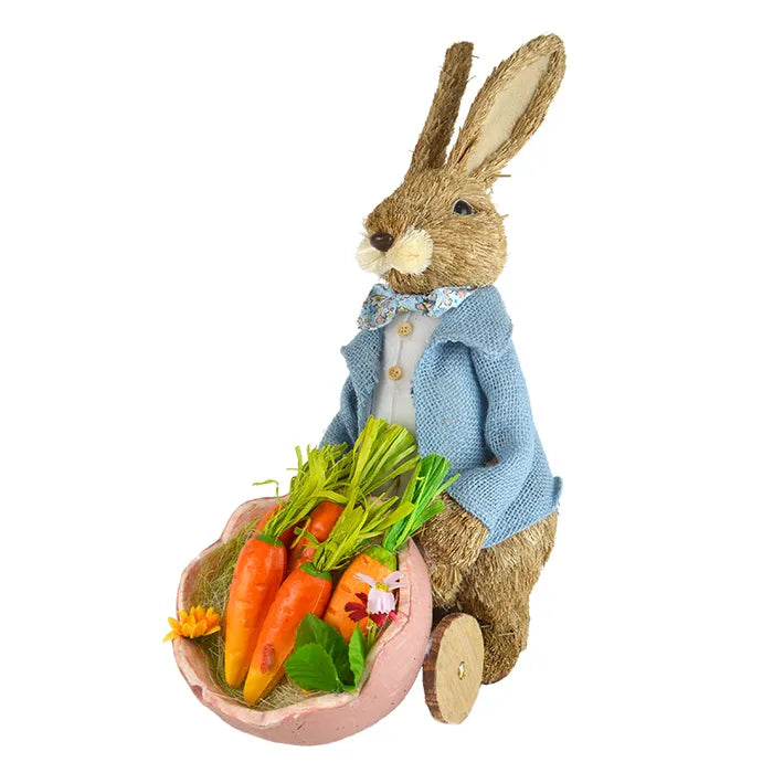 Pete Straw Bunny with Cart