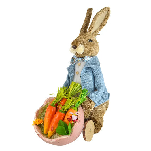 Pete Straw Bunny with Cart