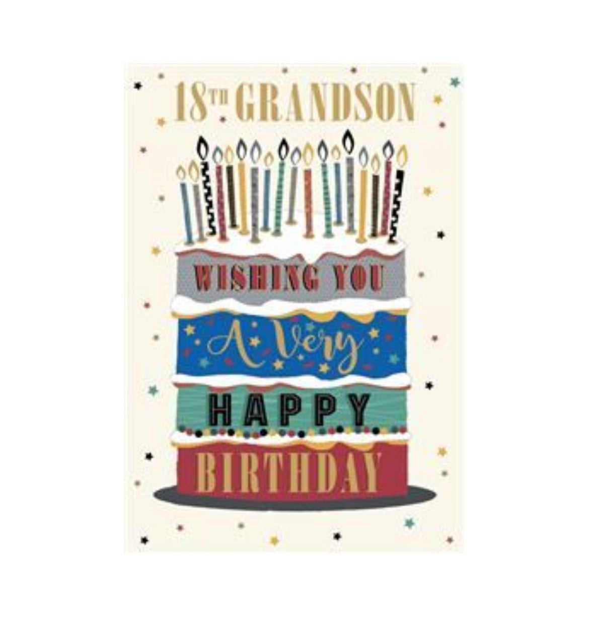 Card - 18th Grandson Wishing You A Very Happy Birthday Eighteen Candles on Cake