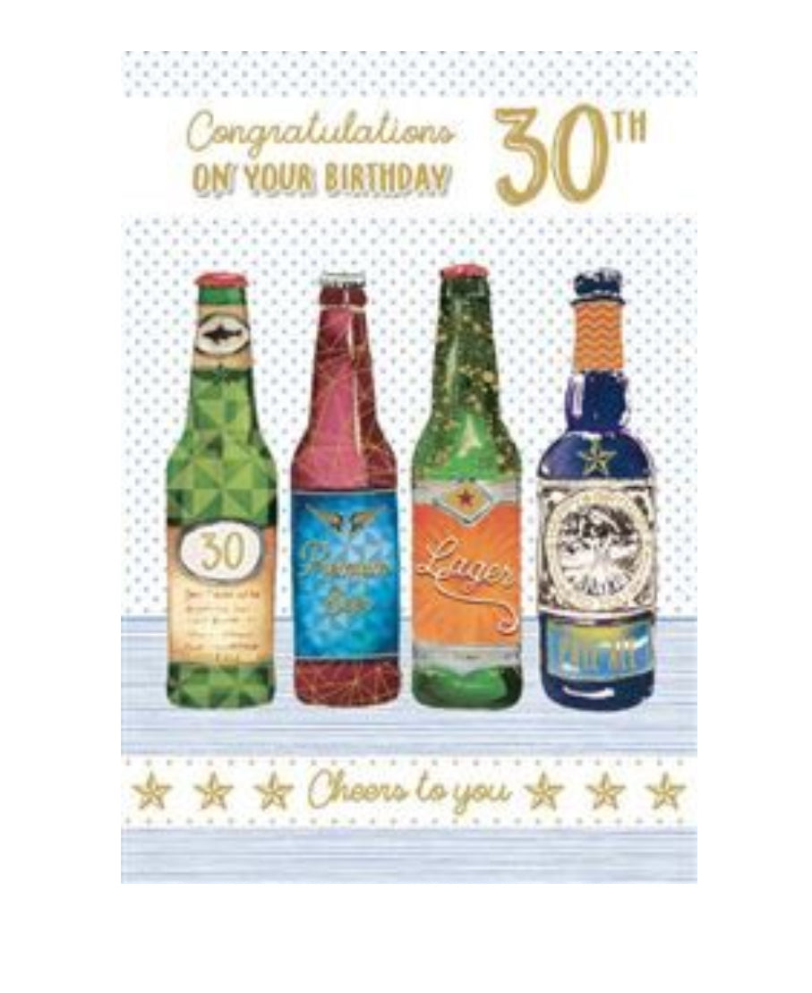 Card - Congratulations On Your Birthday 30th (Beer Bottles)