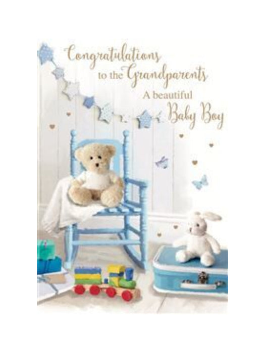 Card - Congratulations to the Grandparents A Beautiful Baby Boy