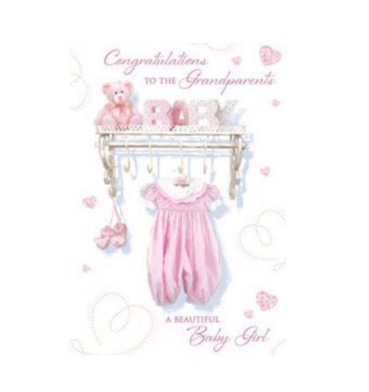 Card - Congratulations To The Grandparents A Beautiful Baby Girl