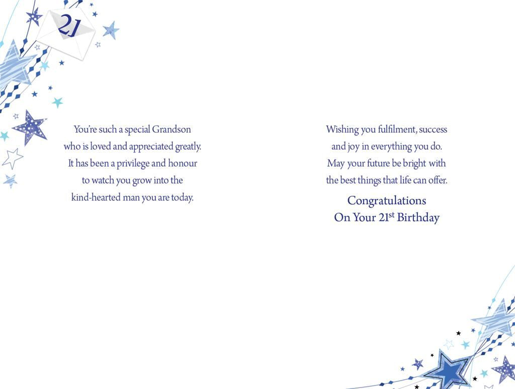 Card - For An Extraordinary Grandson On Your 21st Birthday