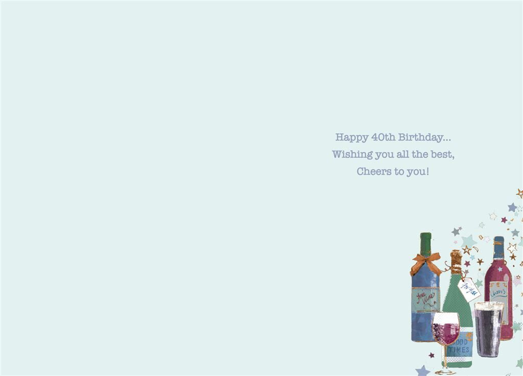 Card - Happy Birthday 40 (Wine Bottles & Glasses)