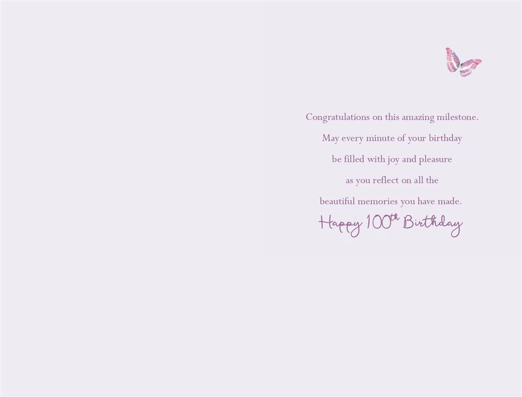 Card - Wishing You A Happy 100th Birthday (Chair with Buckets of Flowers)