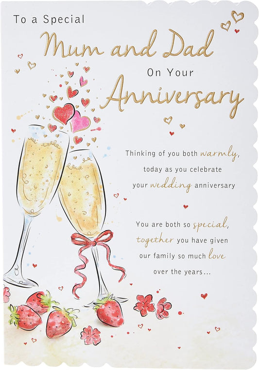 With Love Card - To A Special Mum And Dad On Your Anniversary (Champagne)