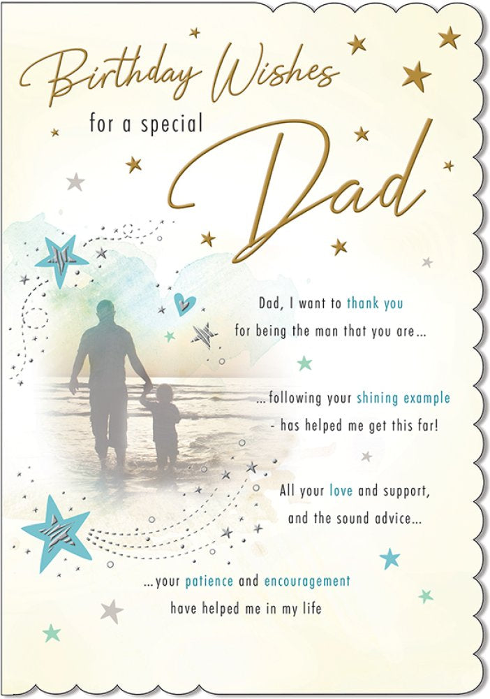 With Love Card - Birthday Wishes For A Special Dad (Man & Child On Beach)