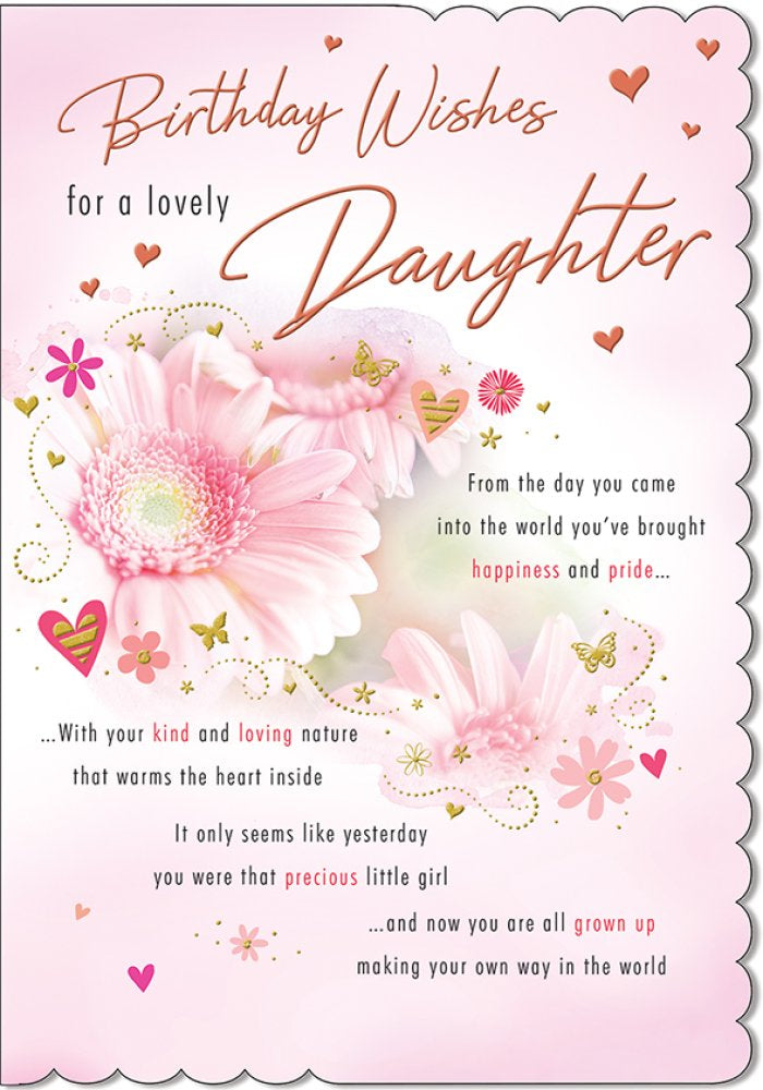 With Love Card - Birthday Wishes For A Lovely Daughter (Flowers)