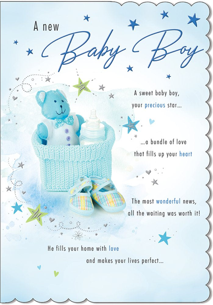 With Love Card - A New Baby Boy (Blue Teddy)