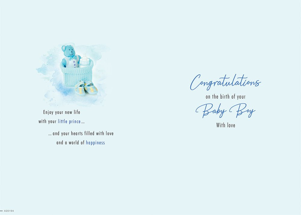 With Love Card - A New Baby Boy (Blue Teddy)