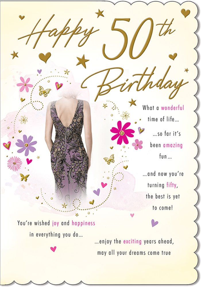 With Love Card - Happy 50th Birthday (Lace Dress)