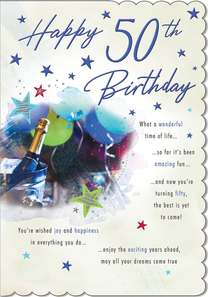 With Love Card - Happy 50th Birthday (Champagne)
