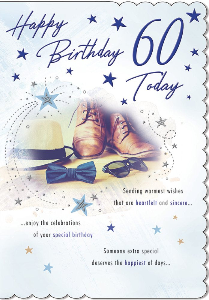 With Love Card - Happy Birthday 60 Today (Shoes, Hat & Bow Tie)