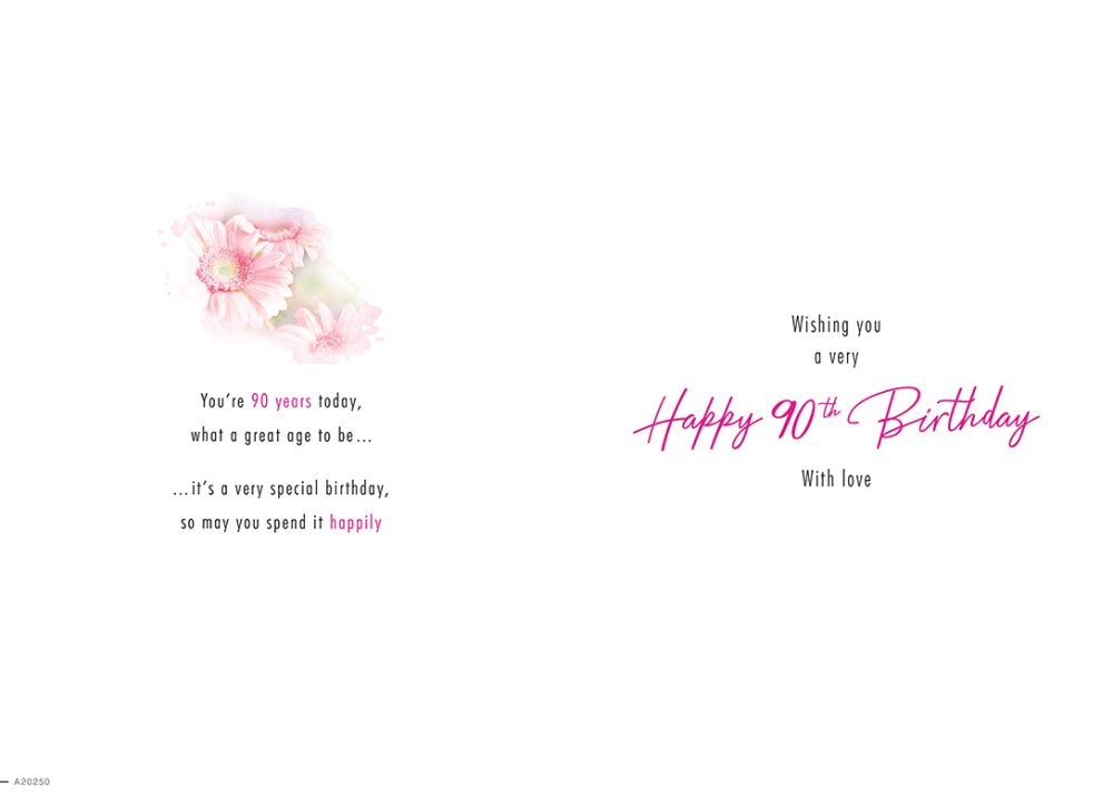 With Love Card - Happy 90th Birthday (Flowers)