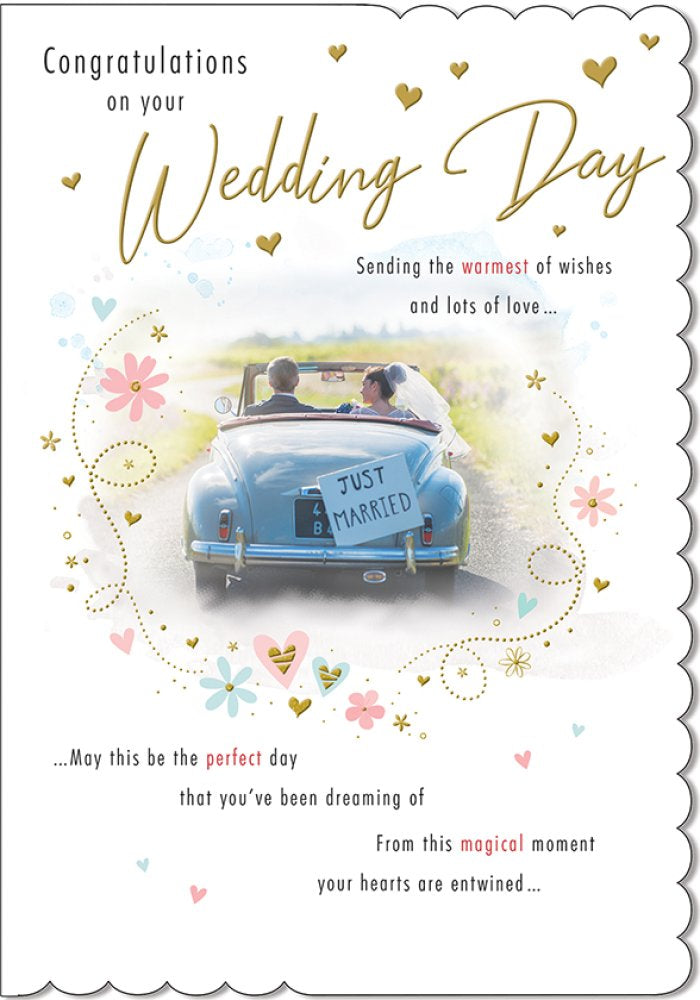 With Love Card - Congratulations On Your Wedding Day (Couple In Car)