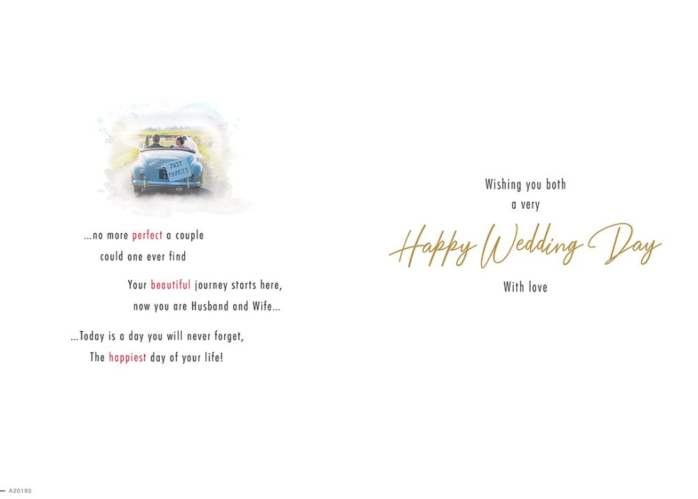With Love Card - Congratulations On Your Wedding Day (Couple In Car)