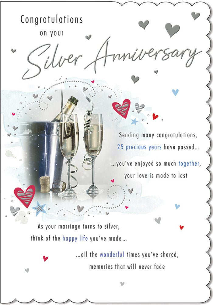 With Love Card - Congratulations on your Silver Anniversary (Champagne)