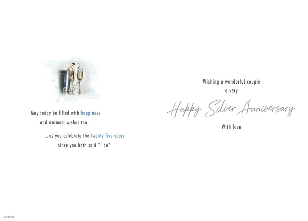 With Love Card - Congratulations on your Silver Anniversary (Champagne)