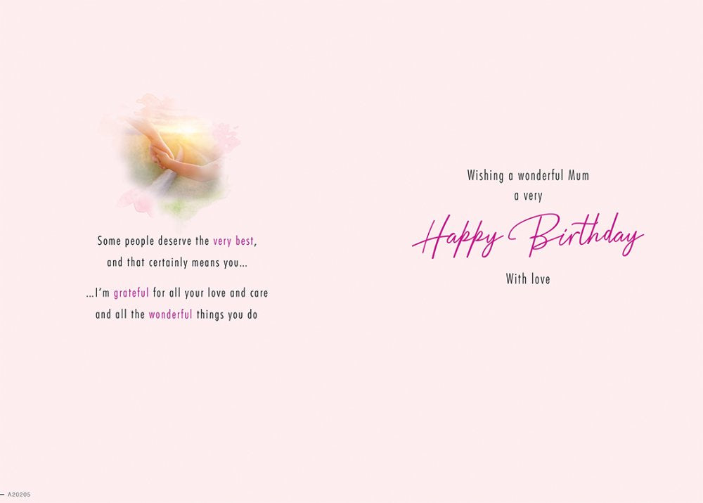With Love Card - Birthday Wishes For A Wonderful Mum (Holding Hands)