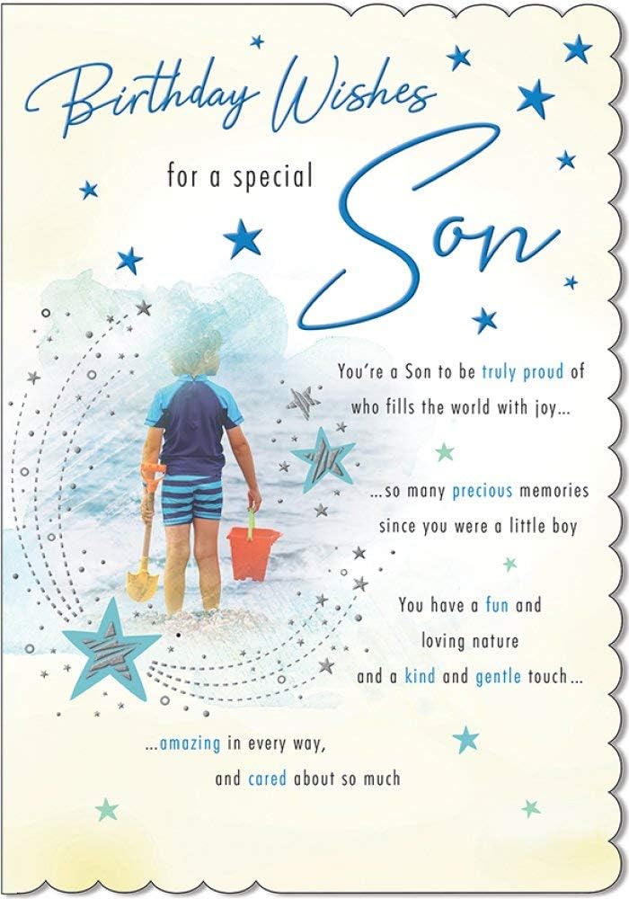 With Love Card - Birthday Wishes For A Special Son (Boy Holding Bucket & Spade)