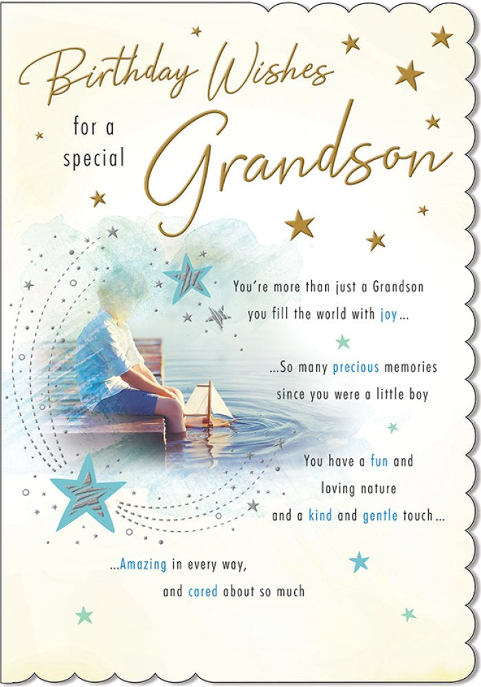 With Love Card - Birthday Wishes For A Special Grandson (Boy With Boat)