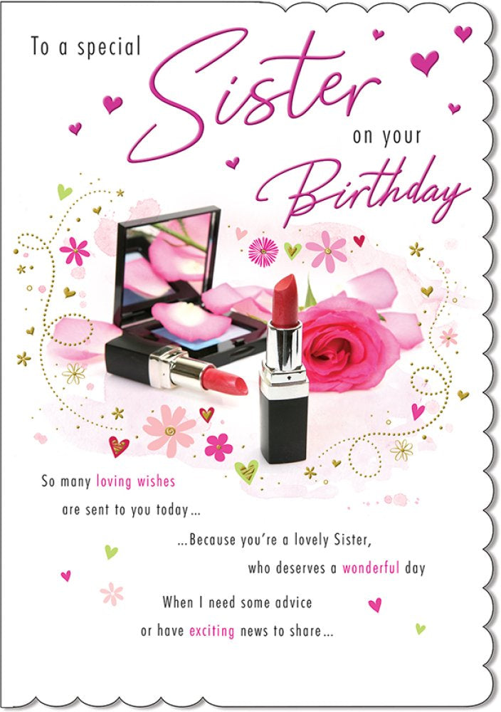 With Love Card - To A Special Sister On Your Birthday (Lipstick)