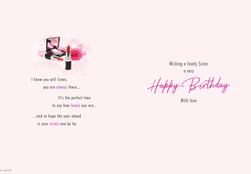 With Love Card - To A Special Sister On Your Birthday (Lipstick)