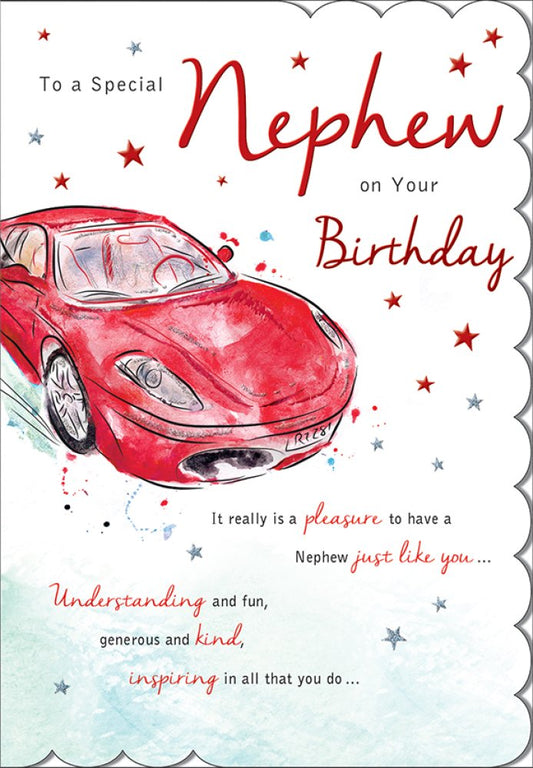 With Love Card - To A Special Nephew On Your Birthday (Red Car)