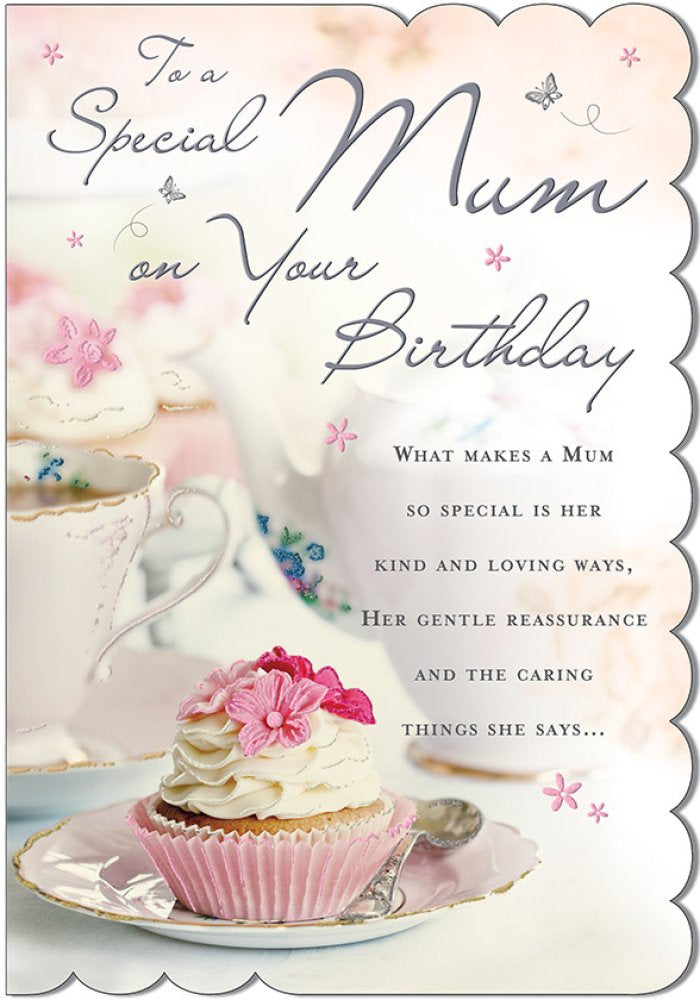 With Love Card - To A Special Mum On Your Birthday (Cupcake On Plate)