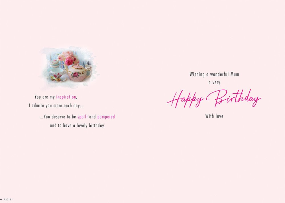 With Love Card - To A Special Mum On Your Birthday (Teapot & Flowers)