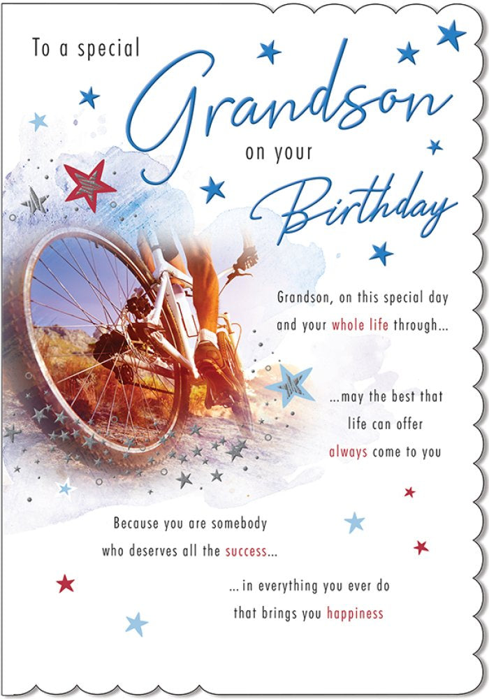 With Love Card - To A Special Grandson On Your Birthday (Bike)