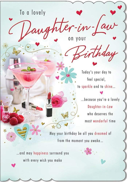 With Love Card - To A Lovely Daughter-In-Law On Your Birthday (Cocktails)