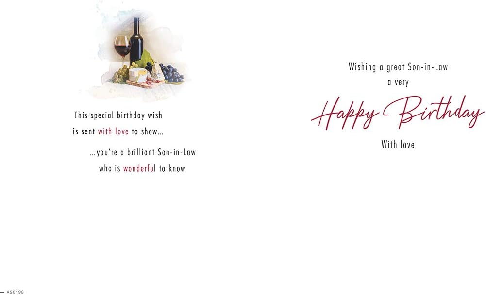 With Love Card - To A Special Son-In-Law On Your Birthday (Red Wine And Cheese)
