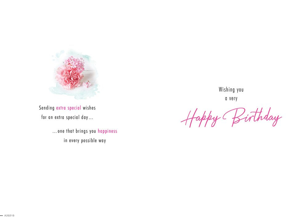 With Love Card - Wishing You A Very Happy Birthday (Pink Carnations)