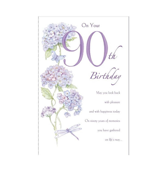 Card - On Your 90th Birthday (Flowers)