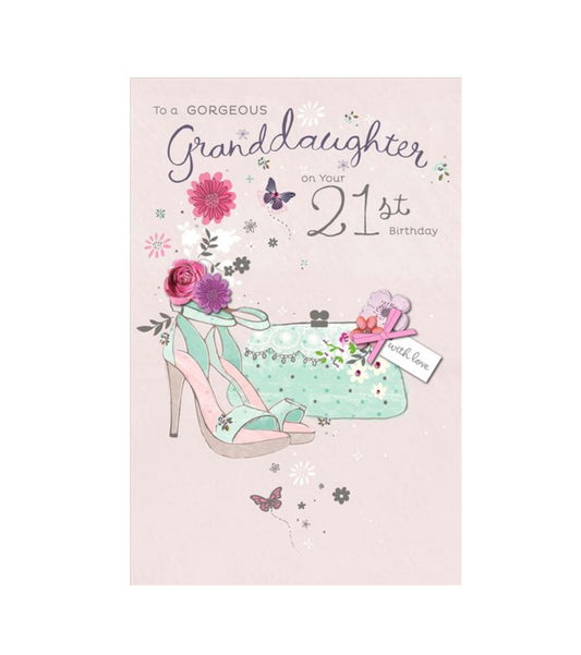 Card - To a Gorgeous Granddaughter on Your 21st Birthday (Heels)
