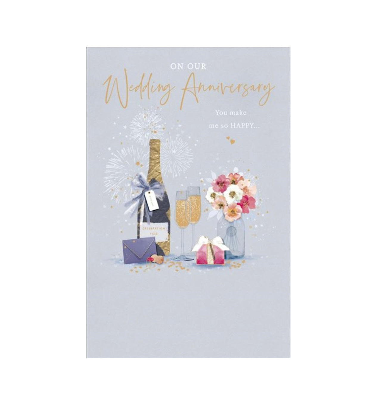 Card - On Our Wedding Anniversary (Champagne & Flowers)