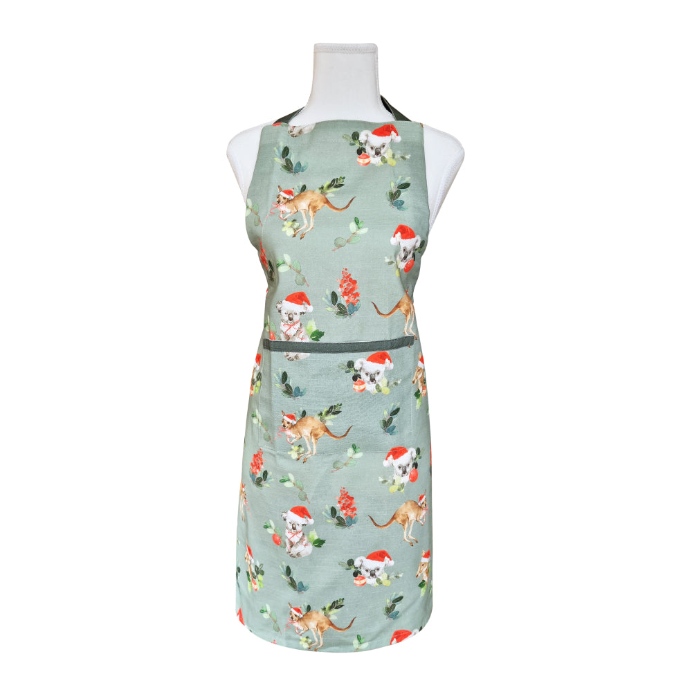 Outback Christmas Apron - Mint & Green