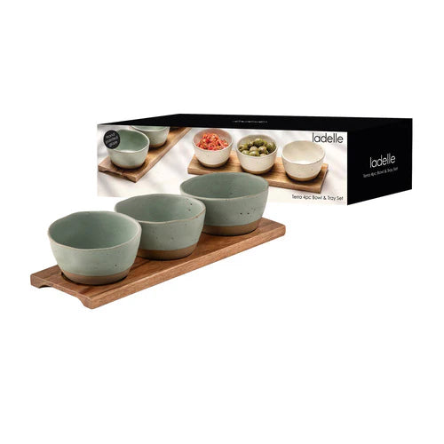 Terra Sage 4pc Bowl & Tray Set