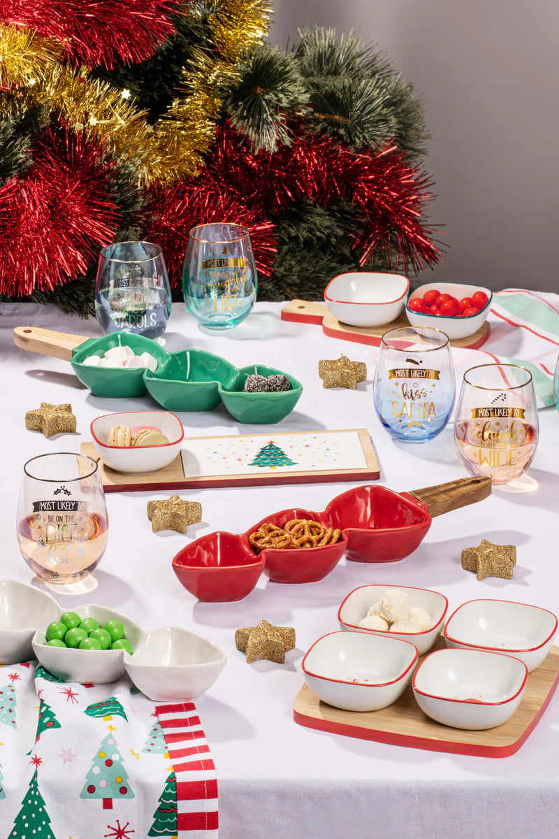 Candy Christmas Set of 4 Bowls with Tray