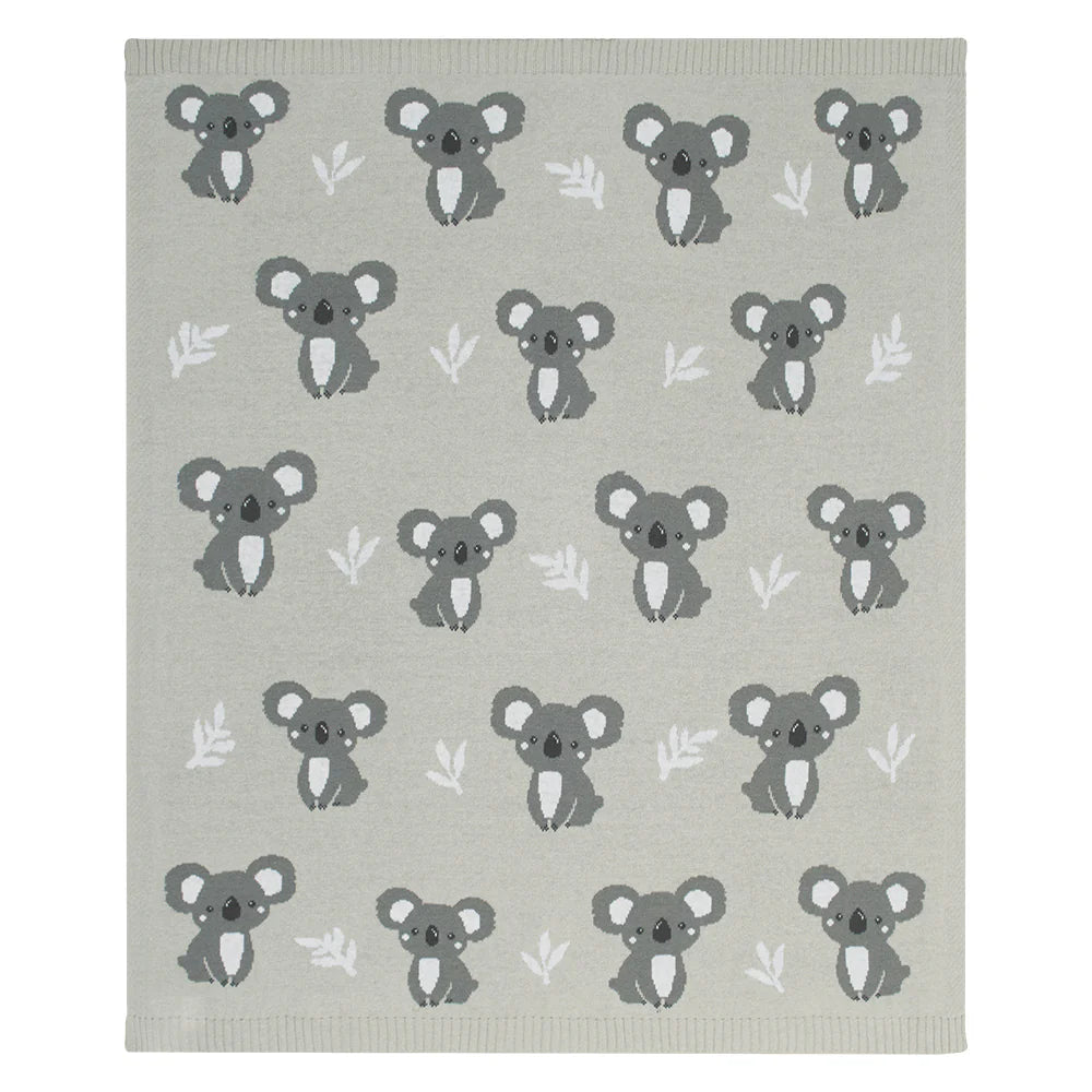 Cotton Knit Baby Blanket - Koala
