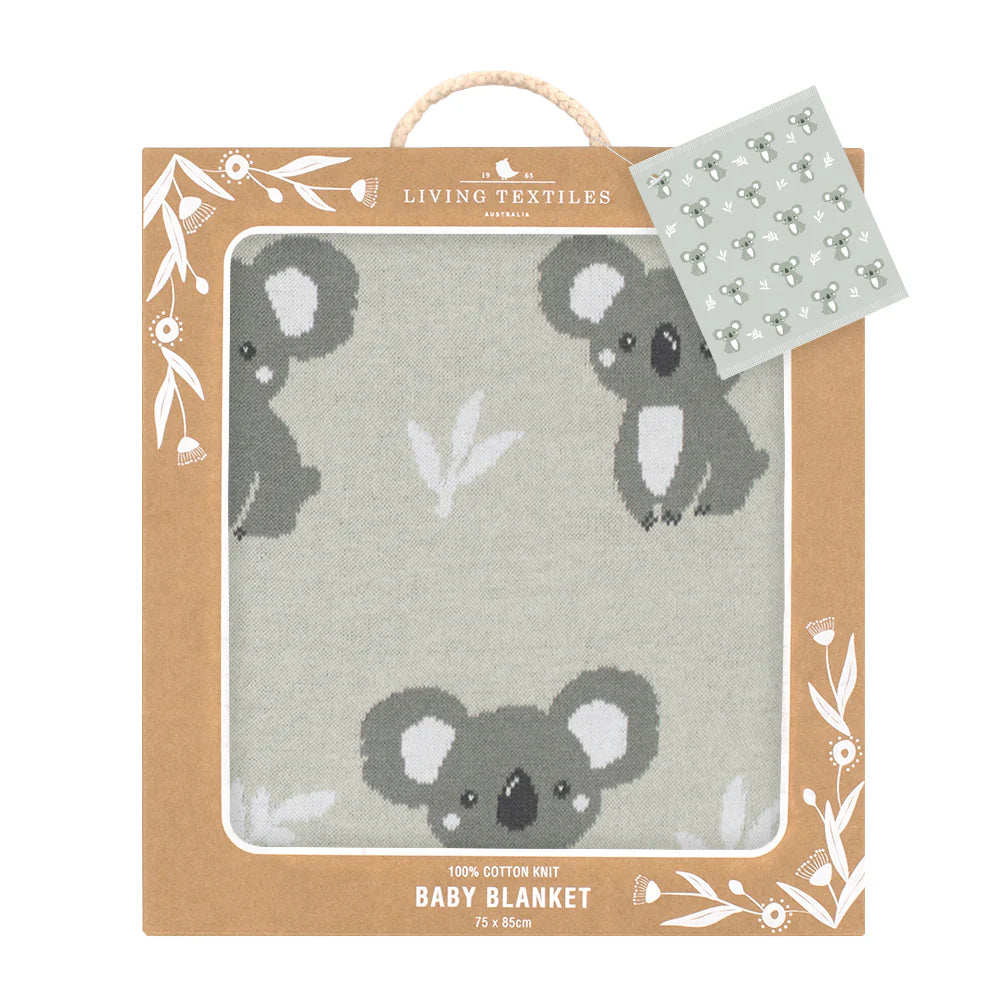Cotton Knit Baby Blanket - Koala
