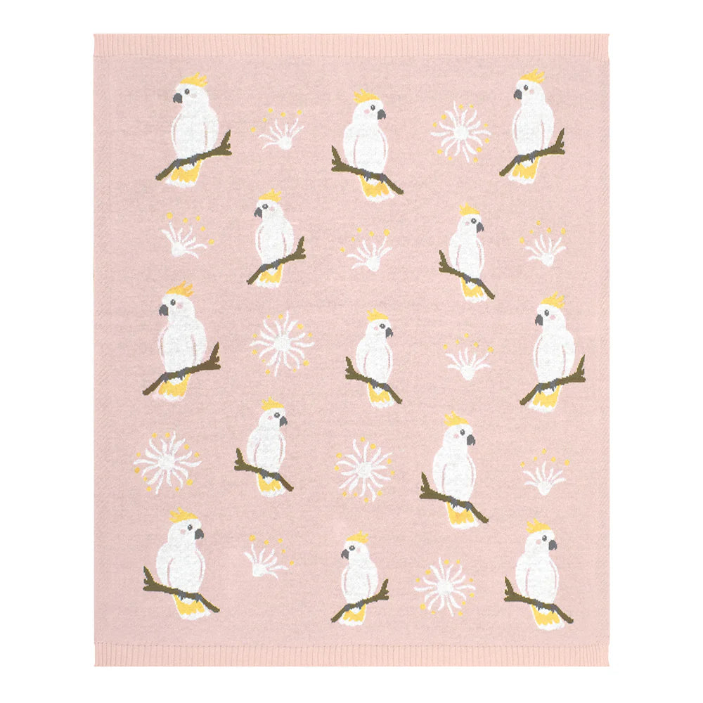 Cotton Knit Baby Blanket - Cockatoo