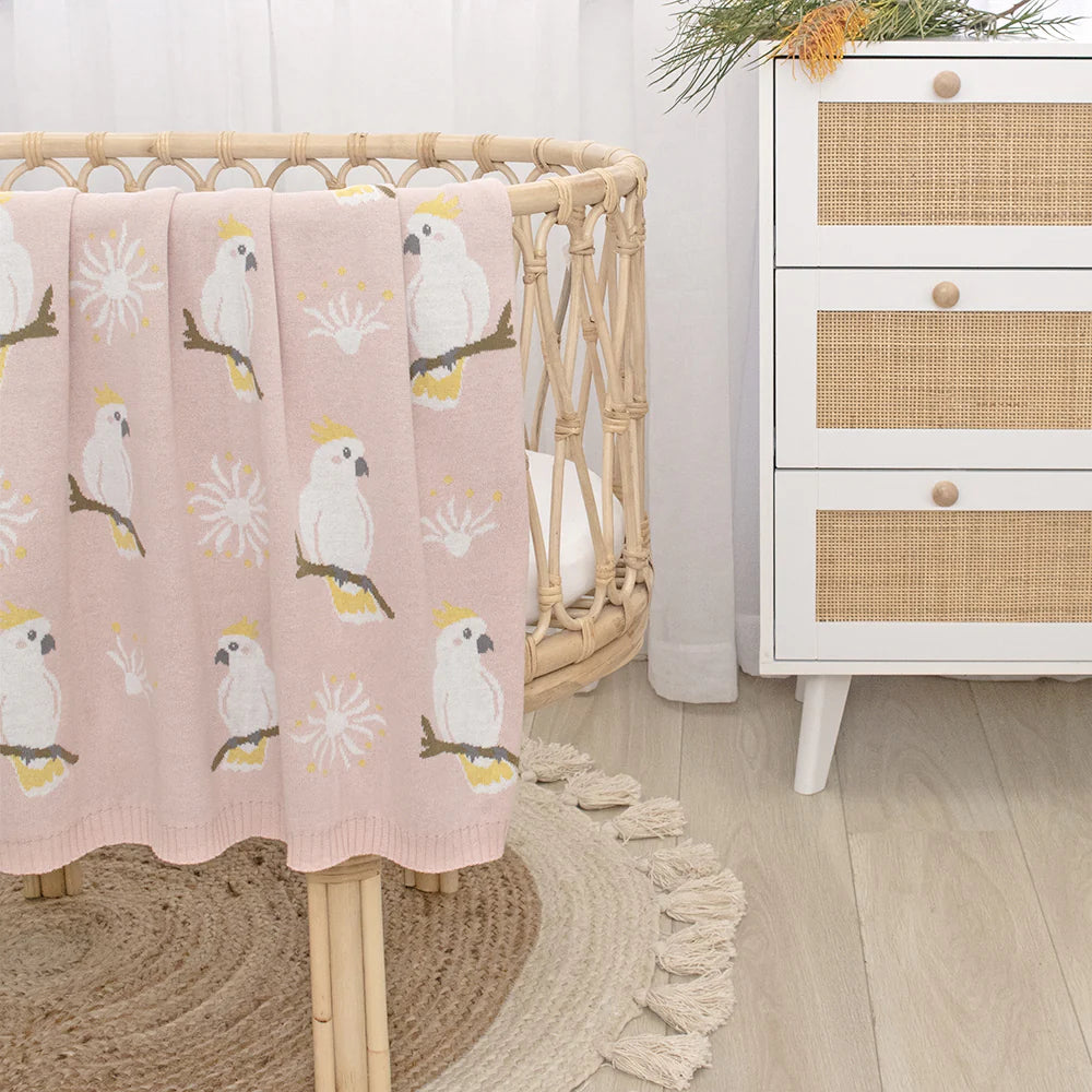 Cotton Knit Baby Blanket - Cockatoo