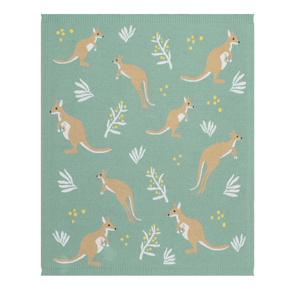 Cotton Knit Baby Blanket - Kangaroo